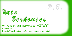 mate berkovics business card